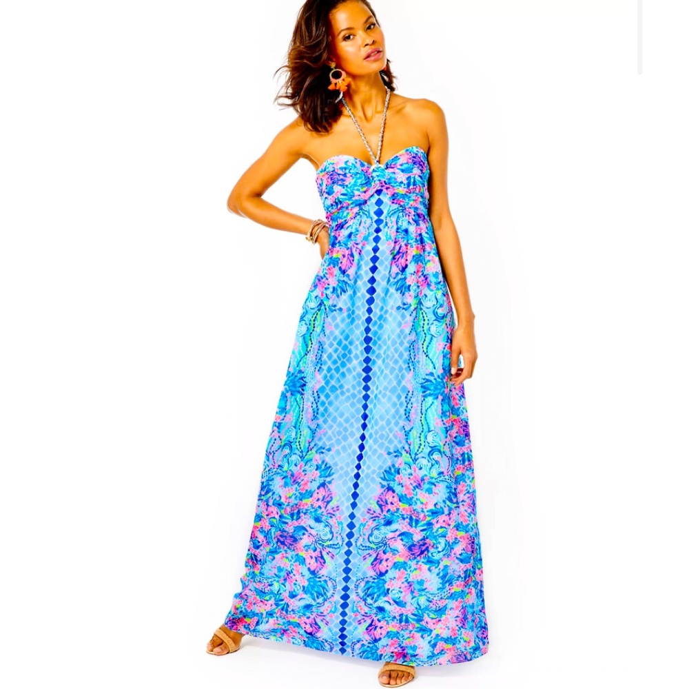 COPY - Lilly Pulitzer Viv Maxi Dress - Multi Hidden Treasure Engineered Woven s…